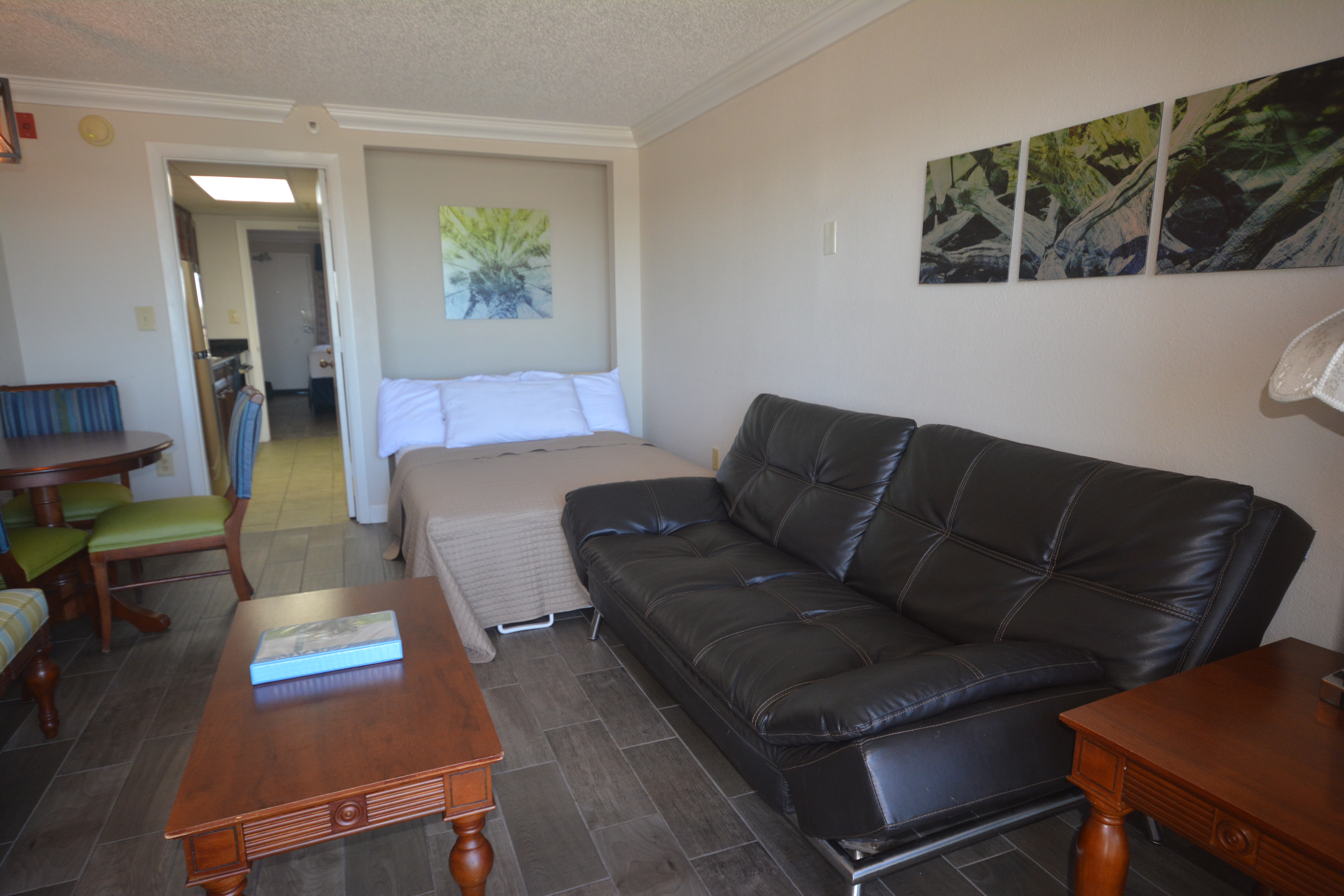 Holiday Inn at the Pavilion - living area overlooking the beach, the pier & the boardwalk - murphy bed down