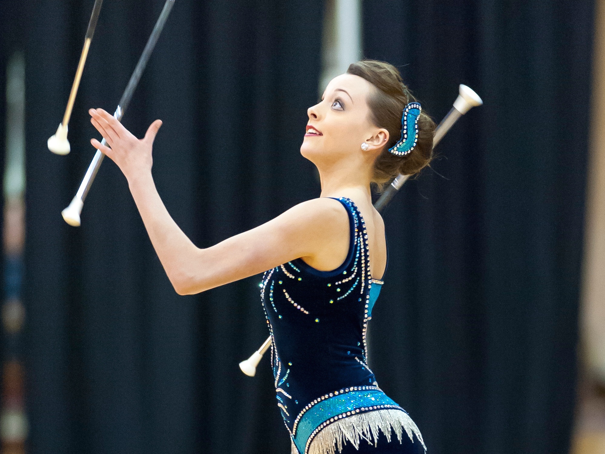 Lindsay Richards twirls in front of a crowd at the 2013 Dallas Twirl Contest in DeSoto, TX