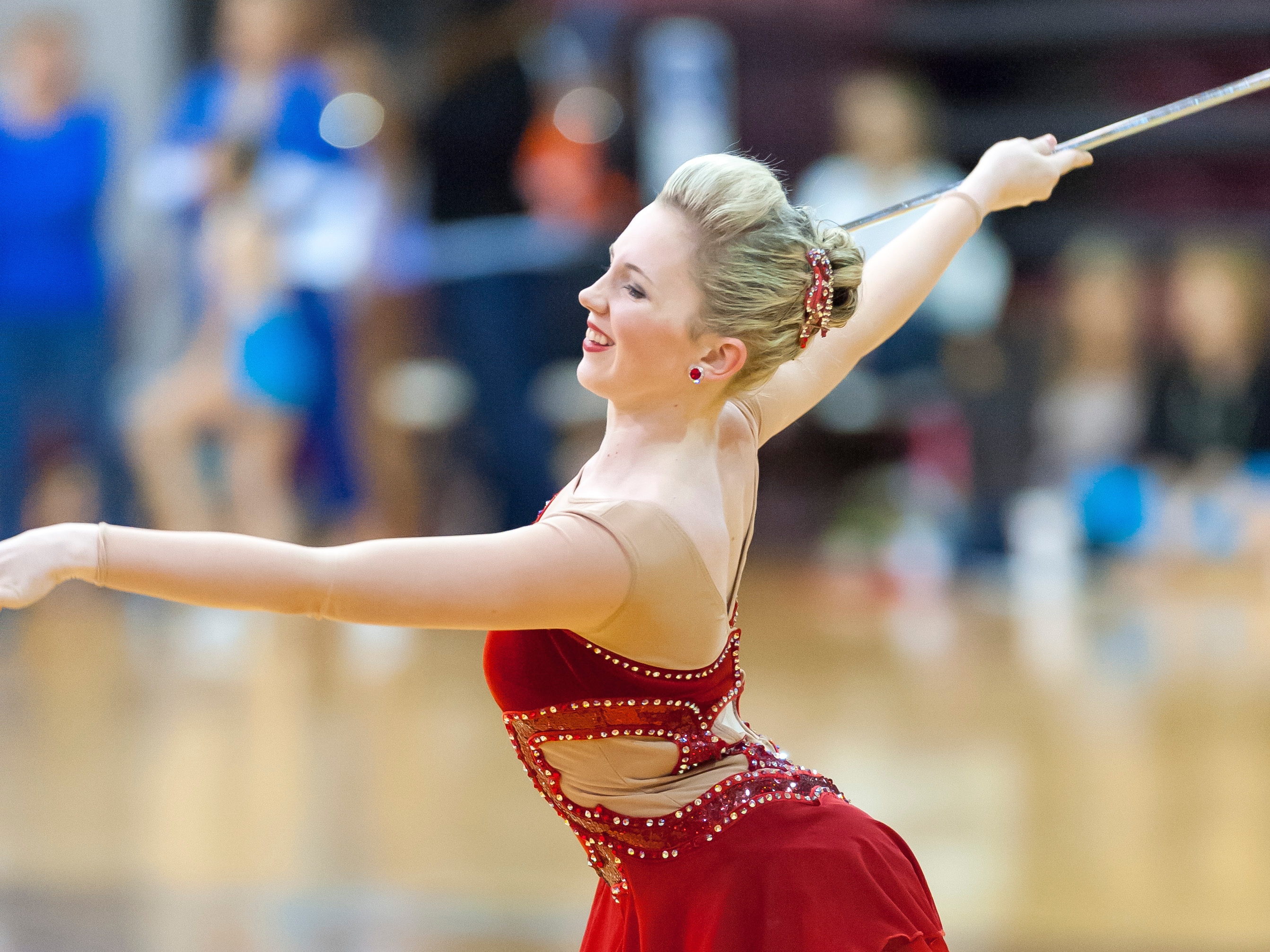   Megan Norton performs at the 2013 NBTA Texas State Miss Majorette and Twirling Championships held Boerne, Texas.