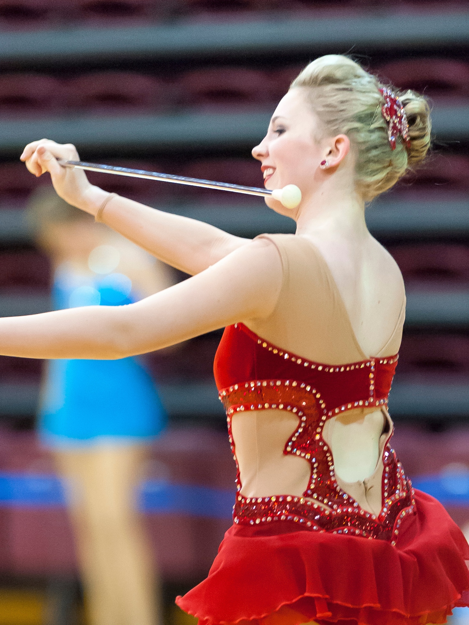 Megan Norton performs during the Dallas Twirling contest at DeSoto High School.