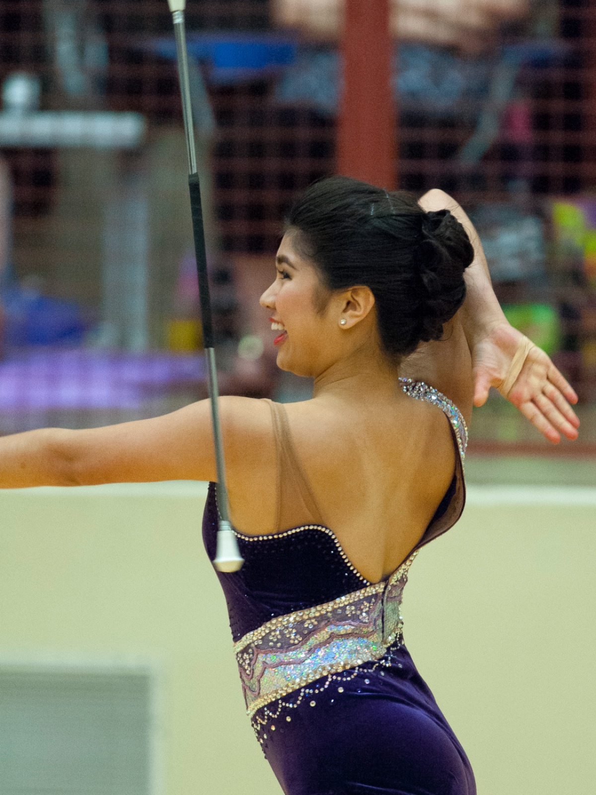 The Three 2014 Feature Twirlers at The Woodlands High School: (L to R) Sophomore Jillian Romaguera, Senior Lindsey McCormick and Sophomore Isabel Obias.