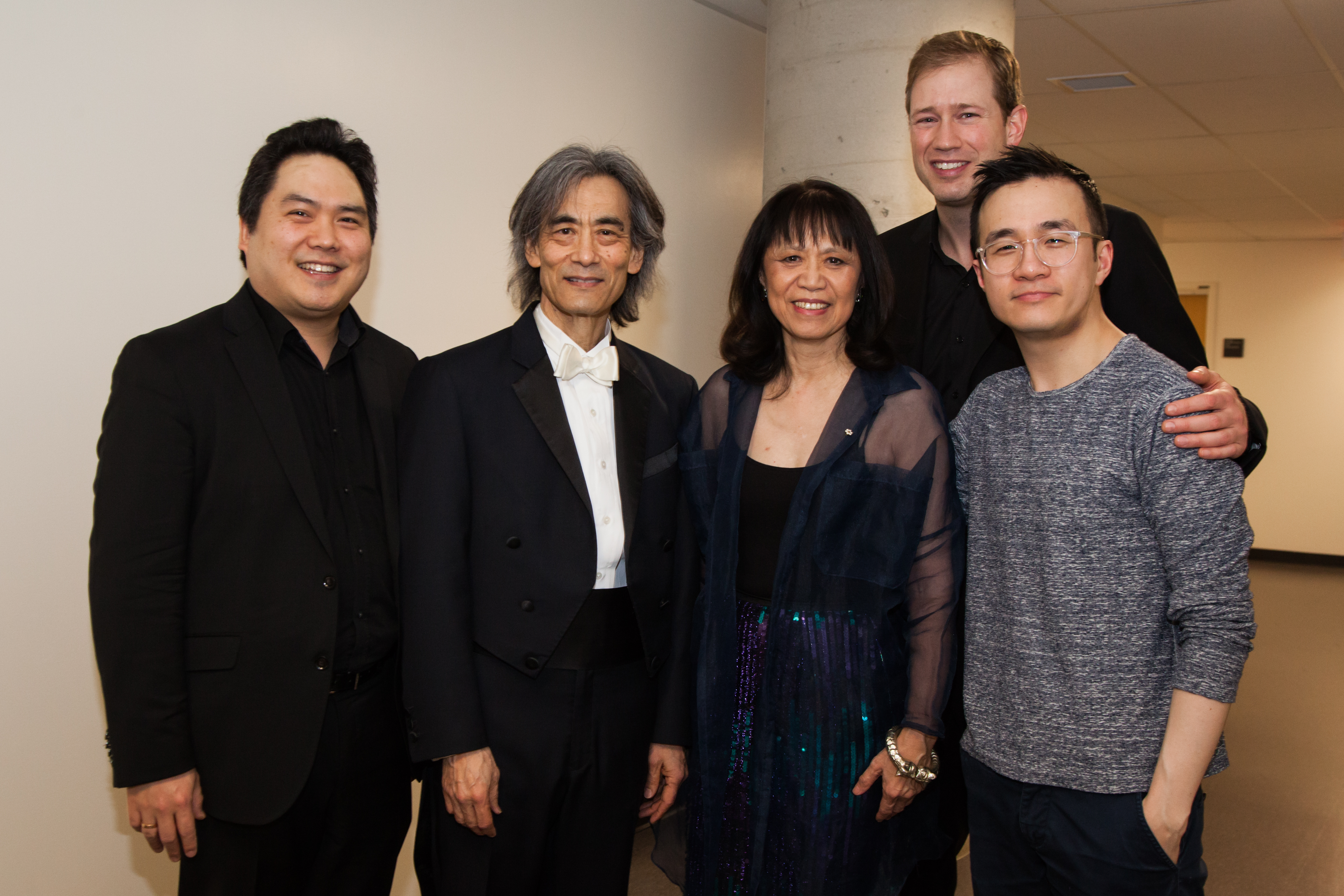 Above: Following the Montreal Symphony premiere of Alexina Louie's Triple Concerto for Three Violins and Orchestra. Yosuke Kawasaki, Kent Nagano, Alexina Louie, Jonathan Crow, Andrew Wan